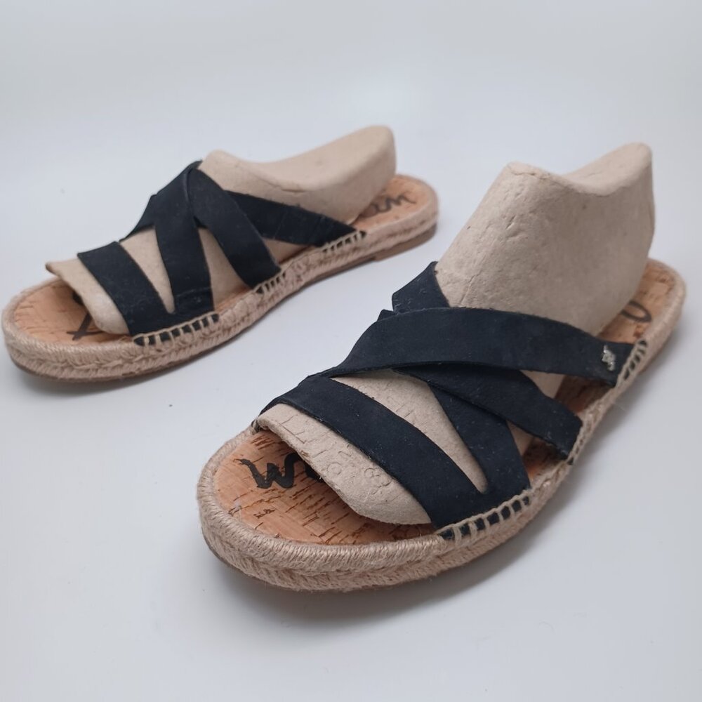 Sam Edelman Sandals Averie‎ Strappy Slide Black Leather Espadrille Women 10 - Picture 7 of 13